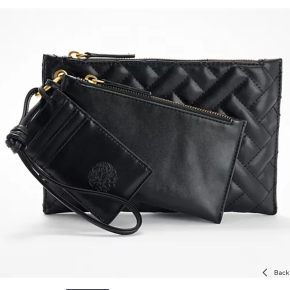 SALE $80 Vince Camuto Aliya 3pc Wristlet Pouches in Black  NWT - Picture 1 of 3